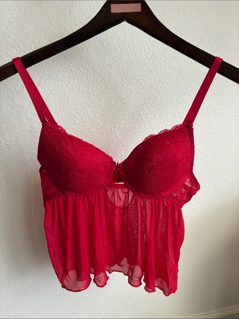Hush Intimates Red Lace & Sheer Babydoll Chemise